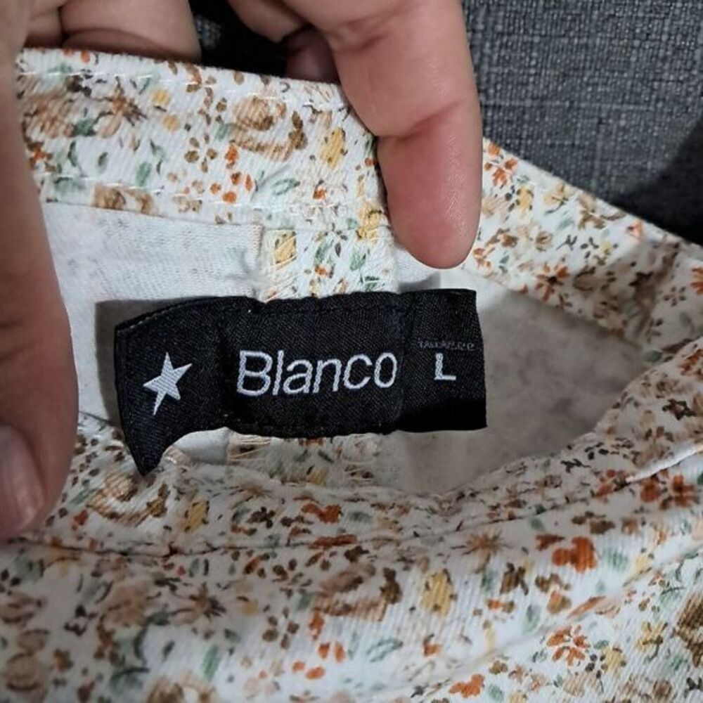 Blanco Denim Dress Womens Large Dixie Floral Cream Pockets Stretch Spain Sporty‎ - Picture 10 of 13